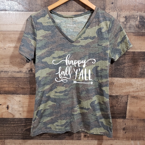 Rue21 Tops - Rue21 favorite v-neck t-shirt camo happy fall yall